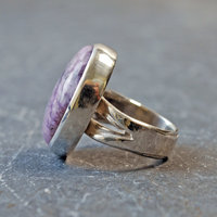 Charoite Silver Ring, Size 6.25