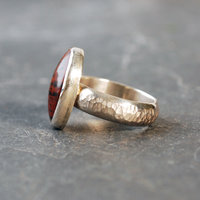 Mahogany Jasper Silver Ring, Size 9