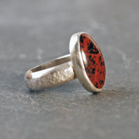Mahogany Jasper Silver Ring, Size 9