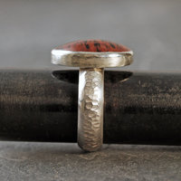 Mahogany Jasper Silver Ring, Size 9