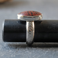 Mahogany Jasper Silver Ring, Size 9