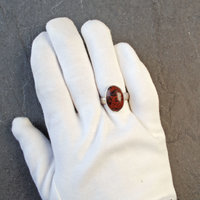 Mahogany Jasper Silver Ring, Size 9