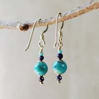 Small Turquoise, Lapis Lazuli Bead Earrings