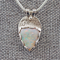 Small Opal Silver Pendant