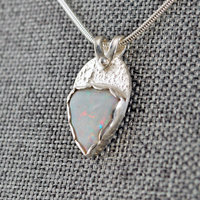 Small Opal Silver Pendant
