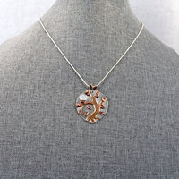 Autumn Tree Pendant, Silver, Copper, Bronze, Moonstone