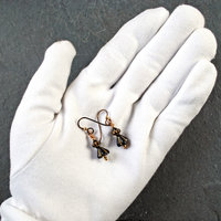 Czech Glass Earrings, Black and Gold