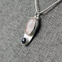 Small Silver Rose Quartz, Opal Pendant