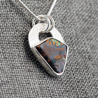 Small Silver Boulder Opal Pendant