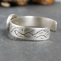 Silver Cuff Bracelet with Spiderweb Obsidian