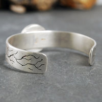 Silver Cuff Bracelet with Spiderweb Obsidian