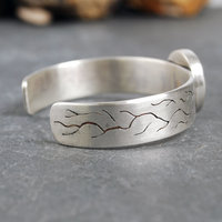Silver Cuff Bracelet with Spiderweb Obsidian
