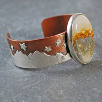 Copper, Silver Cuff with McDermitt Jasper, Landscape