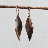 Copper Textured Leaf Earrings