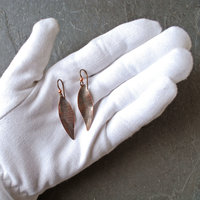 Copper Textured Leaf Earrings