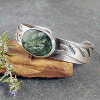 Silver Cuff Bracelet with Seraphanite