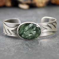 Silver Cuff Bracelet with Seraphanite
