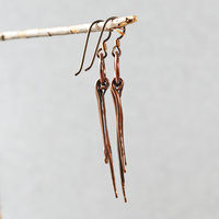 Rustic Copper Dangle Earrings