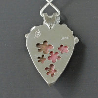 Pink Rhodonite Pendant with Silver Leaves