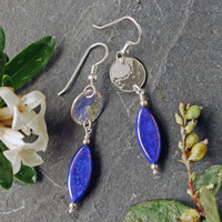 Sterling Silver Earrings with Blue Czech Glass
