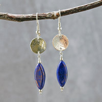 Sterling Silver Earrings with Blue Czech Glass
