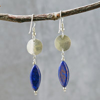 Sterling Silver Earrings with Blue Czech Glass