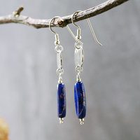 Sterling Silver Earrings with Blue Czech Glass