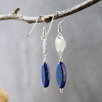 Sterling Silver Earrings with Blue Czech Glass