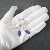 Sterling Silver Earrings with Blue Czech Glass