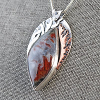 Silver Fire and Smoke Pendant with Flame Agate