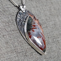 Silver Fire and Smoke Pendant with Flame Agate