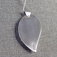 Flamingo Agate Pendant with Silver Feather