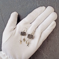 Silver Earrings, with Leave Dangles, Silver Leaves