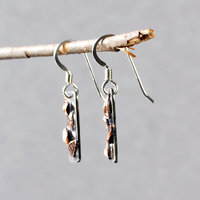Silver, Copper Earrings with Leaves