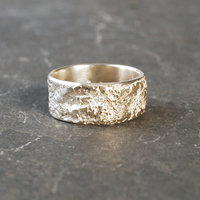 Textured Sterling Silver Ring Band, Wide