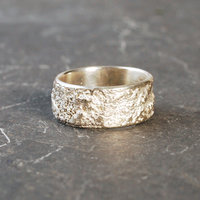 Textured Sterling Silver Ring Band, Wide
