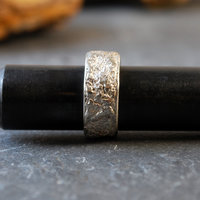 Textured Sterling Silver Ring Band, Wide