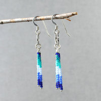Silver earrings with blue, turquoise dangles