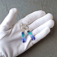 Silver earrings with blue, turquoise dangles