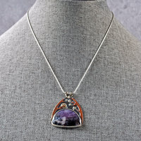 Silver Starry Night Pendant with Amethyst Sage Agate