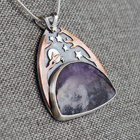 Silver Starry Night Pendant with Amethyst Sage Agate