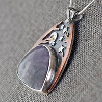 Silver Starry Night Pendant with Amethyst Sage Agate
