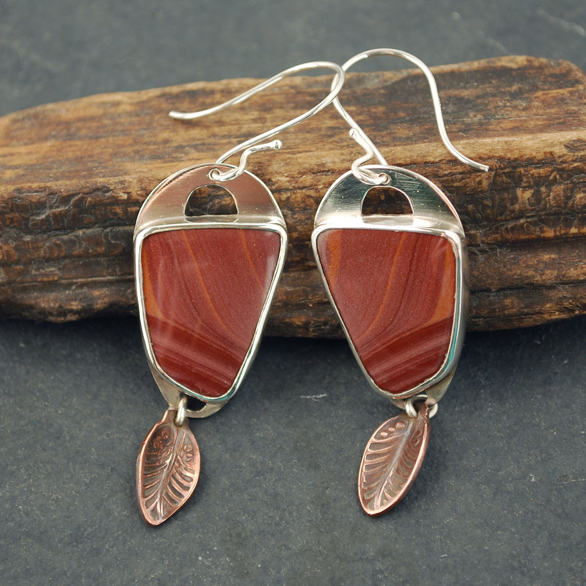 Wonderstone Silver Earrings with Pierced Trees