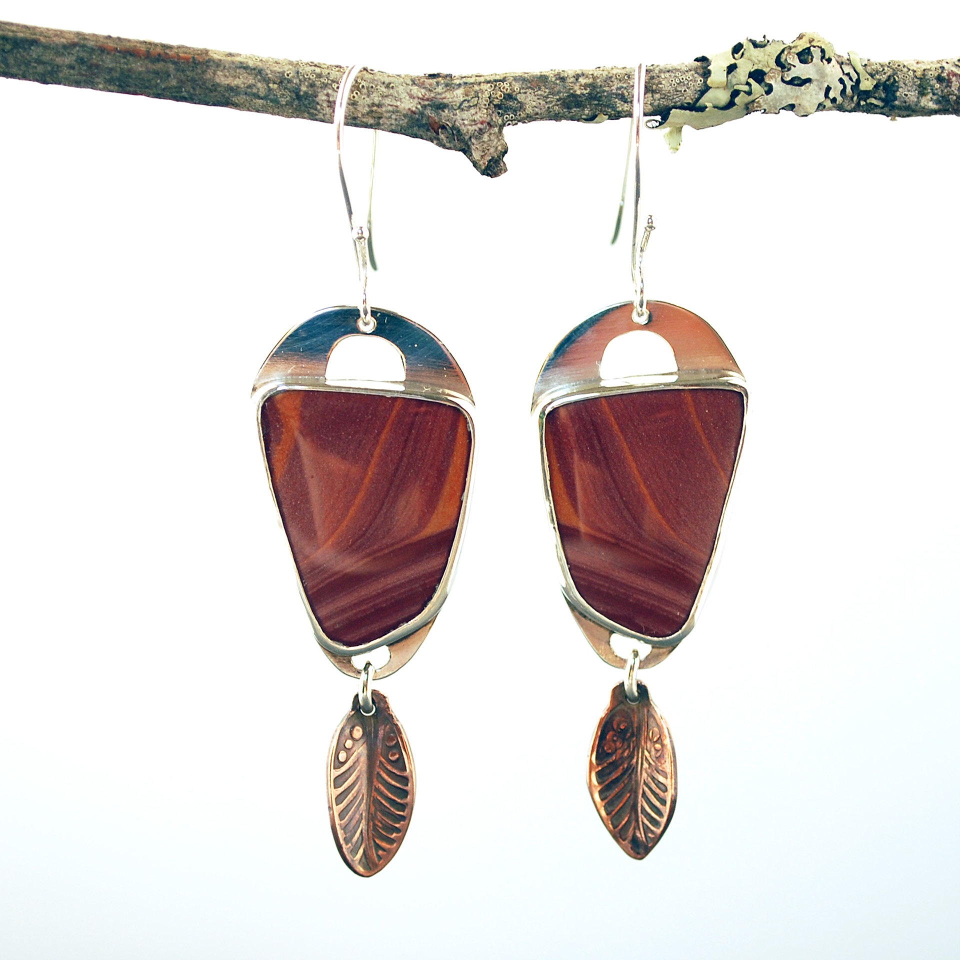 Wonderstone Silver Earrings with Pierced Trees