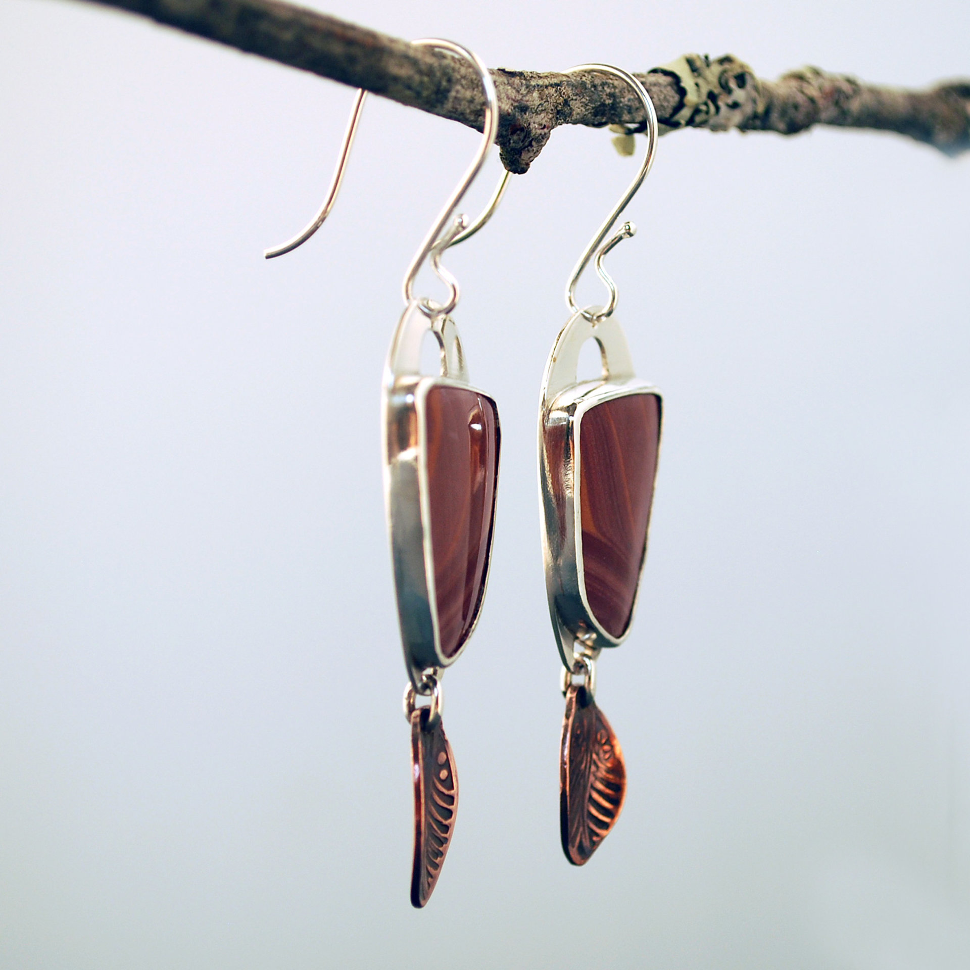 Wonderstone Silver Earrings with Pierced Trees