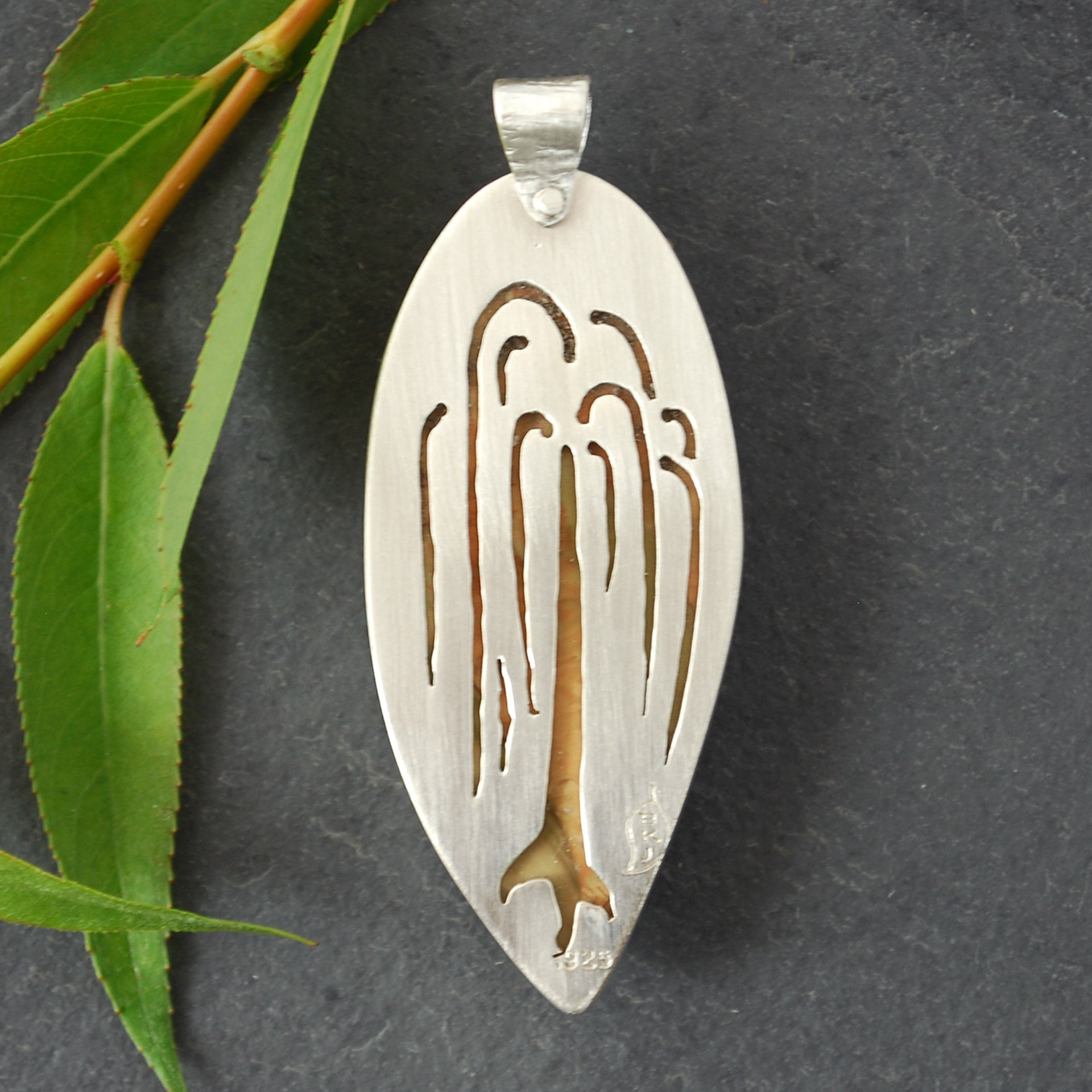 Picture Jasper Silver Pendant, Willow Tree Cut-out