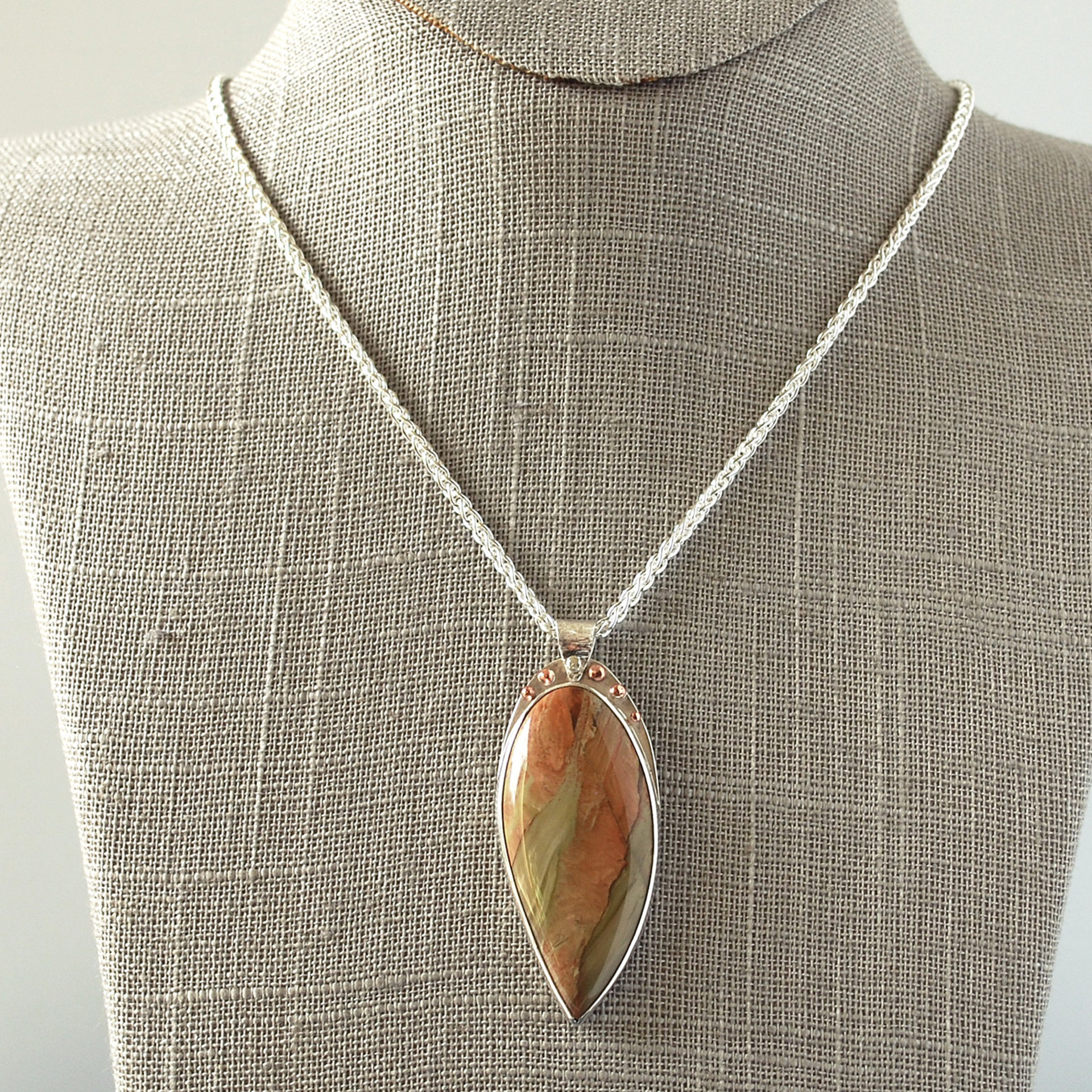 Picture Jasper Silver Pendant, Willow Tree Cut-out