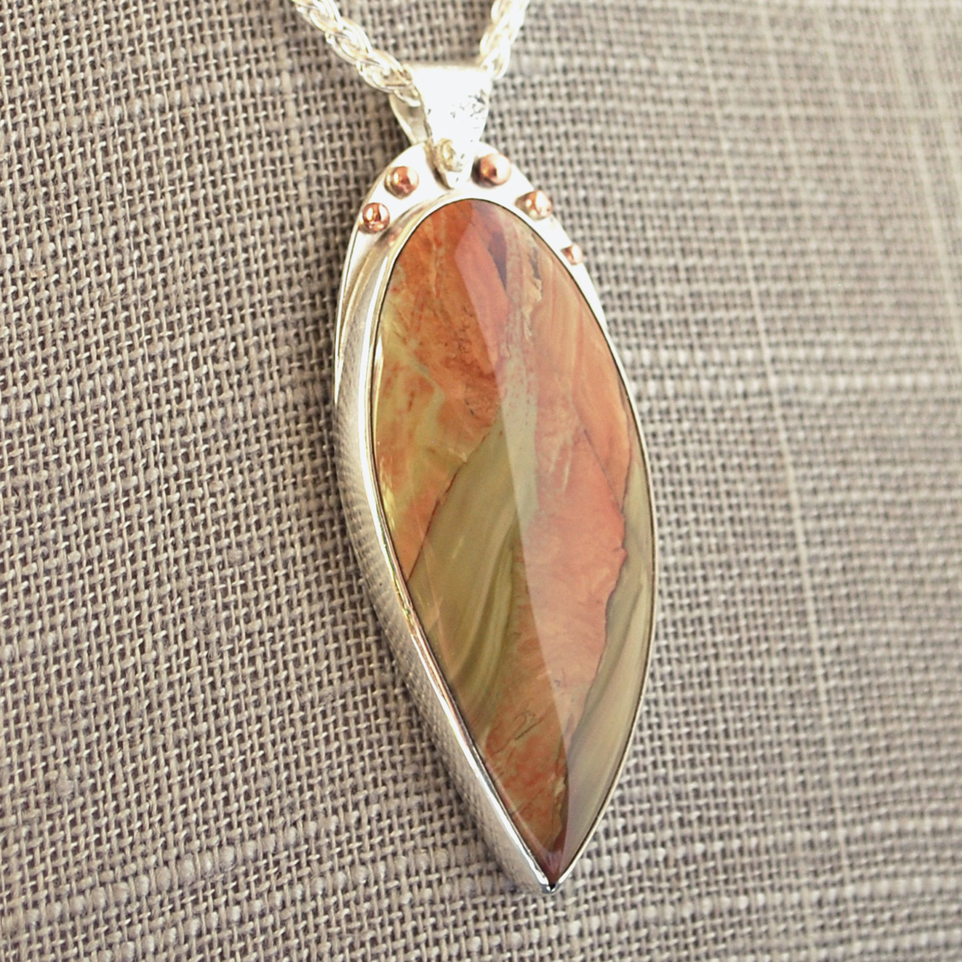 Picture Jasper Silver Pendant, Willow Tree Cut-out