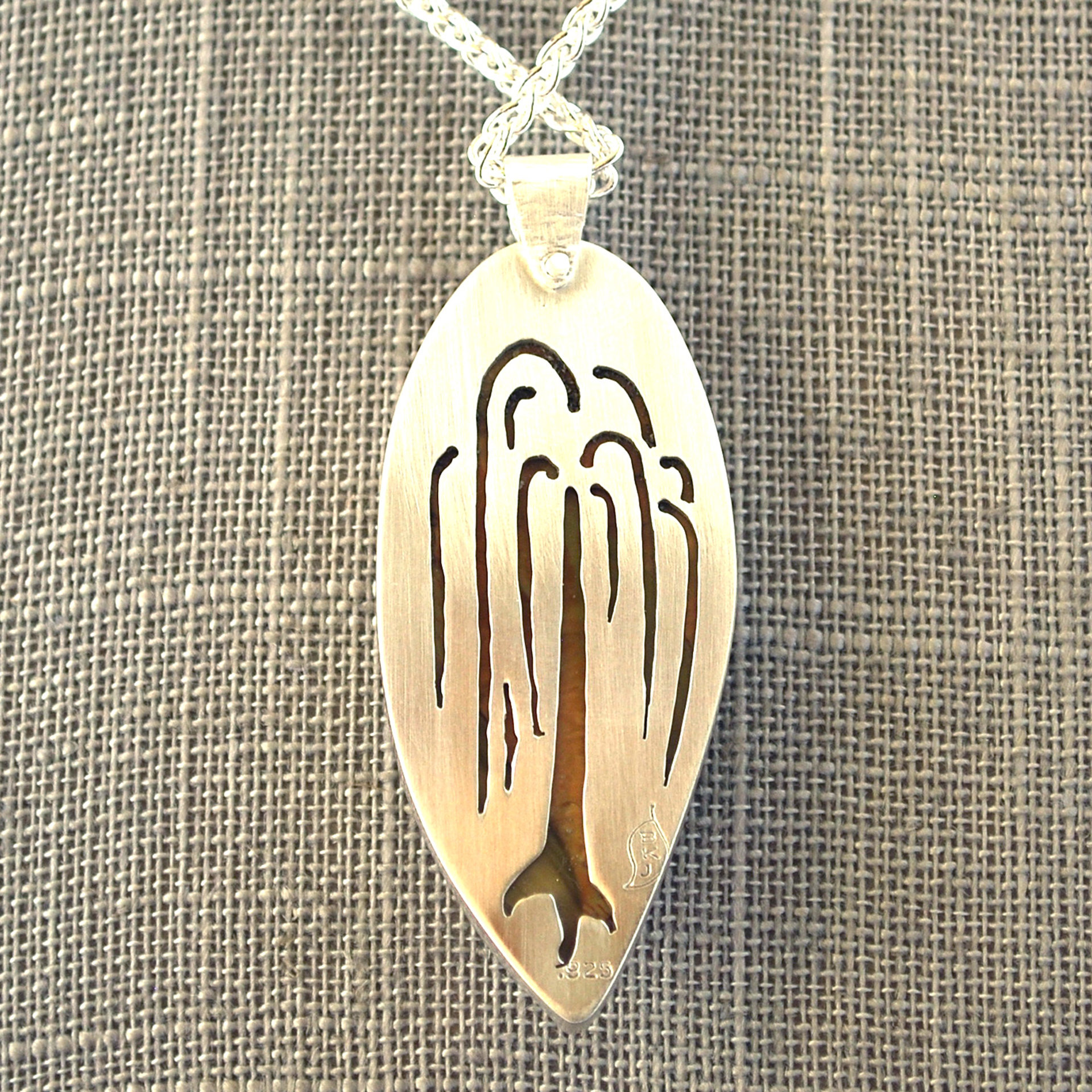 Picture Jasper Silver Pendant, Willow Tree Cut-out