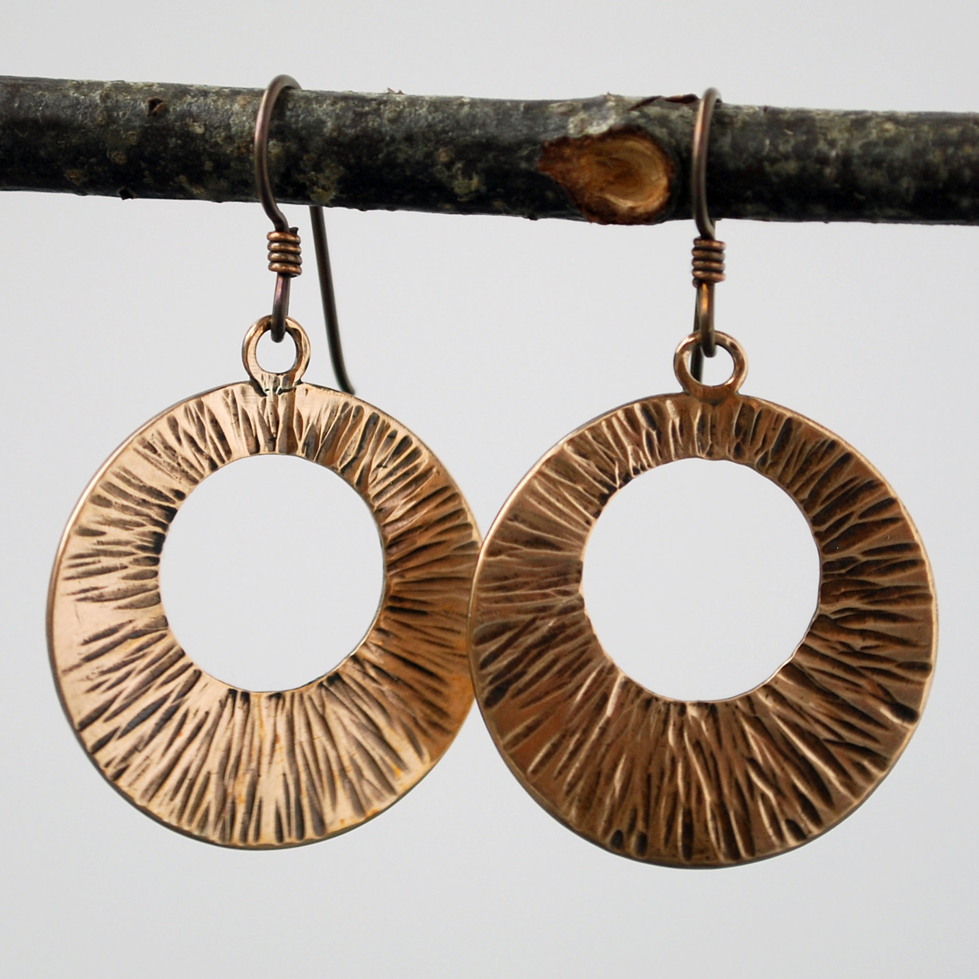 Hammered Bronze Wide Circle Earrings